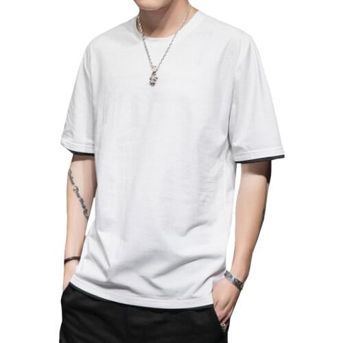 Summer New Style Mens o-neck Short-sleeved Different color edging T-shirt M-4XL