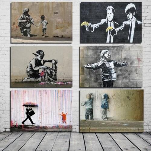 Canvas HD Prints Wall Art Banksy Classic Modular Graffiti Posters Paintings for Living Room Home Decoration Pictures Framework