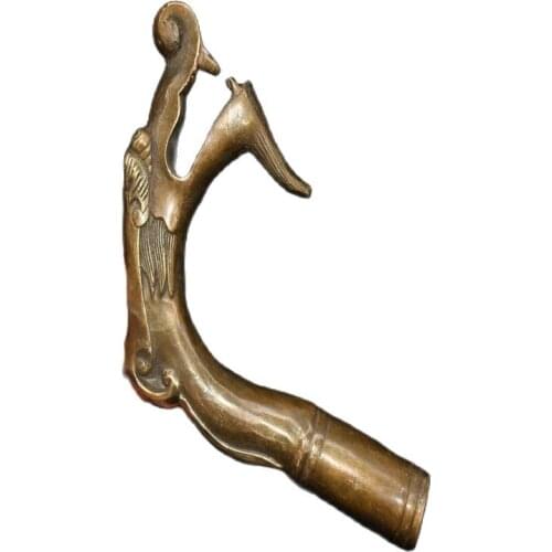 Chinese Old Beijing Old goods Copper Faucet shape crutch head handle