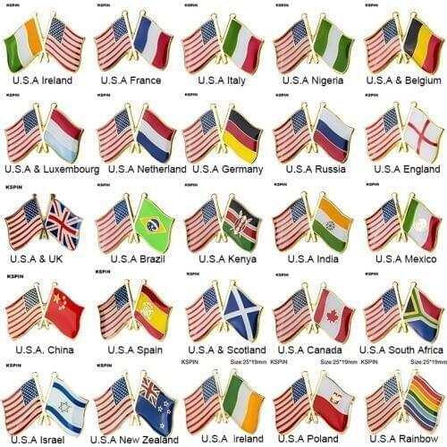 U.S.A Friendship Flag Pins Country Flag Badge Flag Brooch National Flag Lapel Pin International Travel Pins Collections