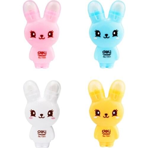 Rabbit Shape Correction Tape with Eraser, 5mmx6M, White, Pen Writing Error Correction Tape for Kids School Stationery Supplies