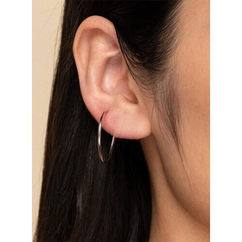 1 Pair 30mm Hoop Round-Shaped European American Style Earrings Gold Color Stainless Steel High Quality Jewelry