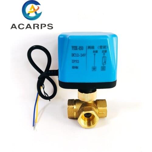 1/2" 3/4" 1" 2" Brass Electric Ball Valve Two Wire Three Way Normally Closed Normally Open AC220V Switch Valve Water valve