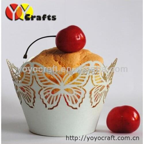 Laser cut cupcake wrappers in pink/decorative butterfly wedding cupcake wrappers