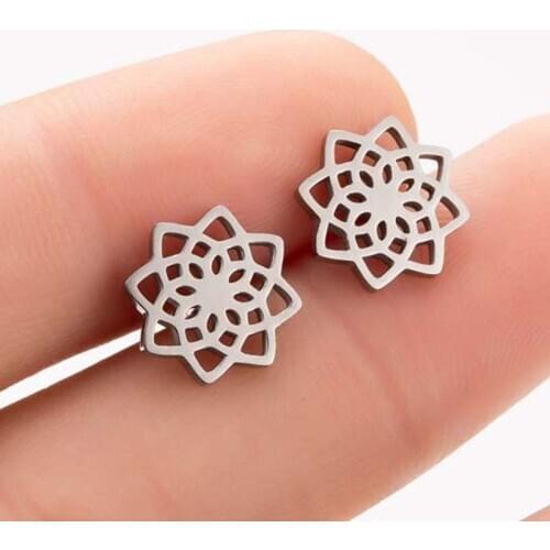 Lotus Stud Earring Fashion Hiphop Flower Earrings For Women Girls Gifts Party Club Fashion Jewelry Wholesale Drop Shipping