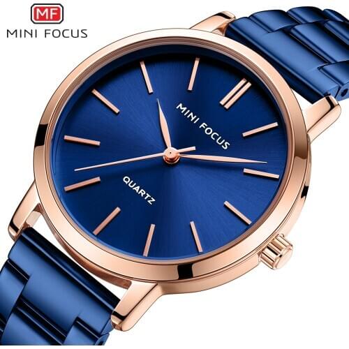 Minifocus Fashion Luxury Top Brand Women Watch Waterproof Quartz Clock Dress Ladies Watches Stainless Steel Blue Reloj de mujer
