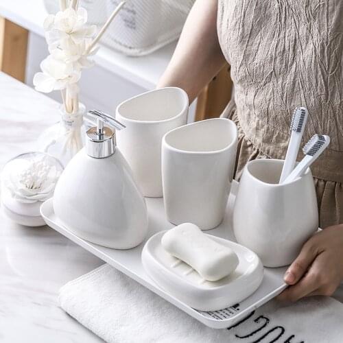 Bathroom 5-piece European simple ceramic wash 4-piece Bathroom Set Wedding wash set banheiro decoracao acessorios bathroom set