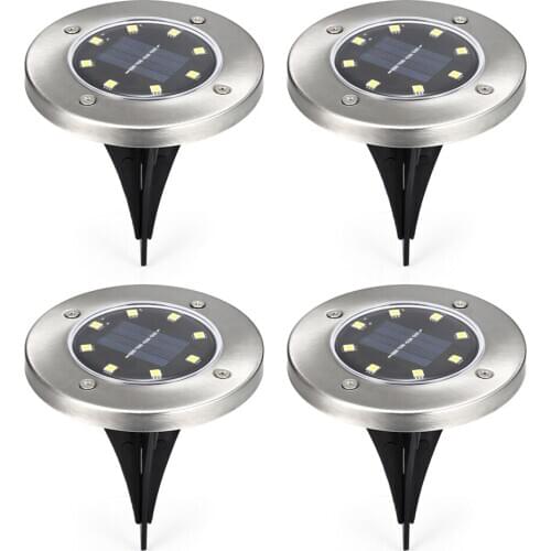Original 4PCS Solar Ground Light 8 LEDs Solar Powered IP65 Waterproof Ground Lamp For Outdoor Fence Garden Decoration
