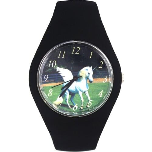 Pegasus Wings Flying Unicorn Horse Fashion Women Men Sport Silicone Strap Analog Quartz Wrist Watch