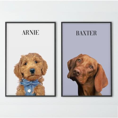 Personalized PetDog Wall Art Custom Pet Portrait Canvas Painting Modern Prints Wall Picture Photo for Bedroom Decor