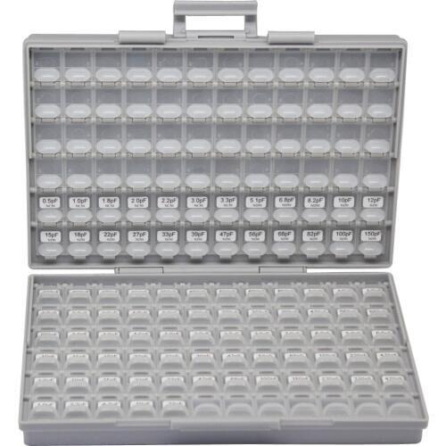 AideTek SMD 1206 Capacitor box Kits up to 22uF 89V x 50pcs X7R NPO Distributed assorted capacitor organizzation storage C1250