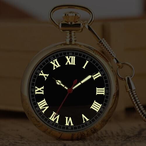 Luxury Luminous Numerals Automatic Mechanical Pocket Watch Self Winding Pocket Snake Fashion Chain Noctilucent Fluorescent Watch