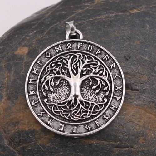 Nordic Vintage Wicca Tree Of Life Pendant Viking Runes Amulet Talisman Jewelry Necklace Goth Accessories