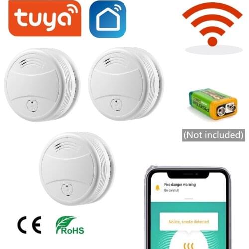 Tuya Wifi Smart Smoke Detector Sensor Wireless Fire Alarm Sensor Work With Tuya App Home Office Smoke Alarm Fire Protection