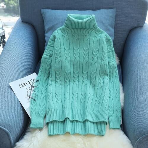Sweater Women Turtleneck Pullovers Solid Stretch Top Knit Plus Size Harajuku Fall 2020 Winter Korean Loose Warm Sweaters Female