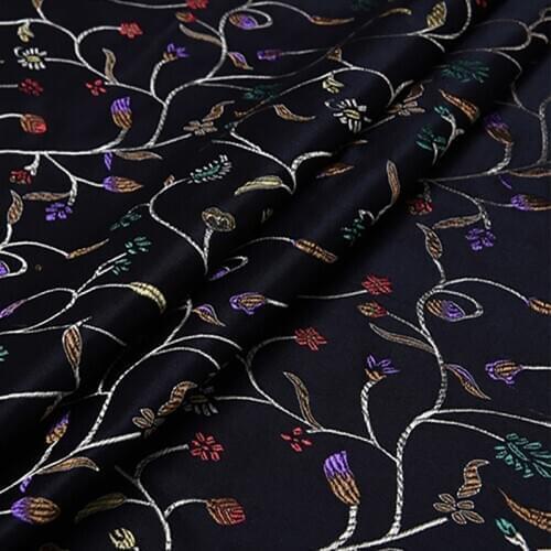 New arrival brocade yarn dyed pepper flower black fabric for patchwork tissue telas dress felt children cloth cos play 100x75cm
