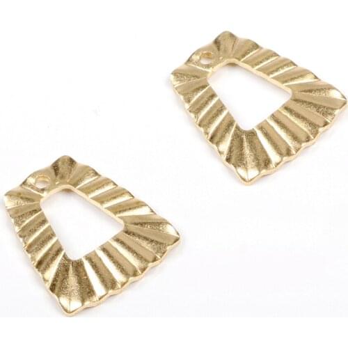 Raw Brass Trapezoid Charms,Sawtooth Shape Earring Findings,Textured Pendant,Blanks With Hole,Earrings,Charm, 21mmx19mm-RB1014