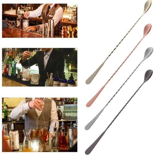 VFGTERTE 1PC Bar Spoons Stainless Steel Cocktail Picks Whisks Spoon Bottle Muddler Threaded Coffee Milk Tea Sticks Bar Tools