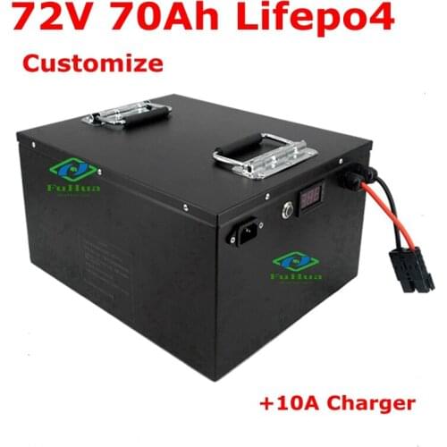 Waterproof 72V 70Ah lifepo4 battery High Power Lithium Rechargeable BMS for bicycle bike scooter Motorcycle + 10A charger