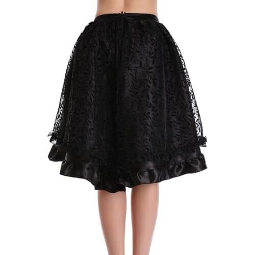 Fiber Win Steampunk Vintage Corset Skirt Black Coffee Back Zipper Satin Lace Overlay Gothic Asymmetrical Skirts Plus Size S-6XL