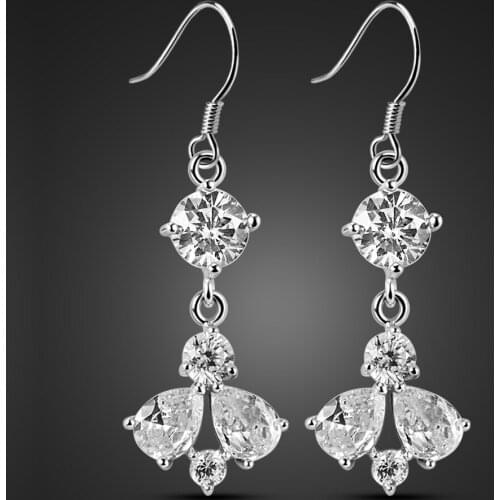 Woman Elegant 100% 925 Sterling Silver Earring High Quality Luxury AAAAA ZirconiaTassel Drop Earring Party Wedding Jewelry