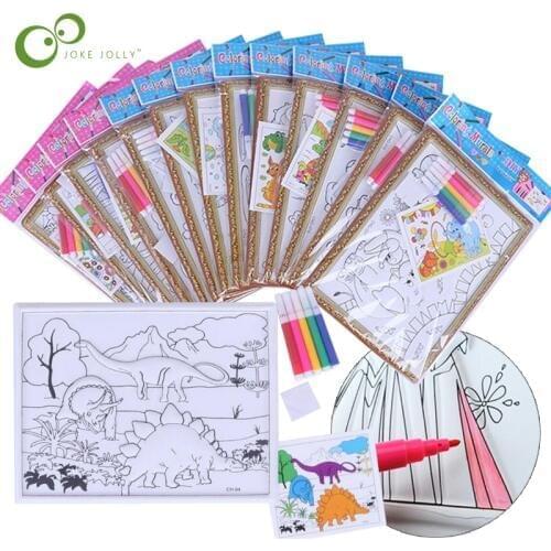 1Pc Kids 3D Coloring Painting Toys PVC Cartoon Relief Painting With Coloring Pens Montessori Educational Toy for Children GYH