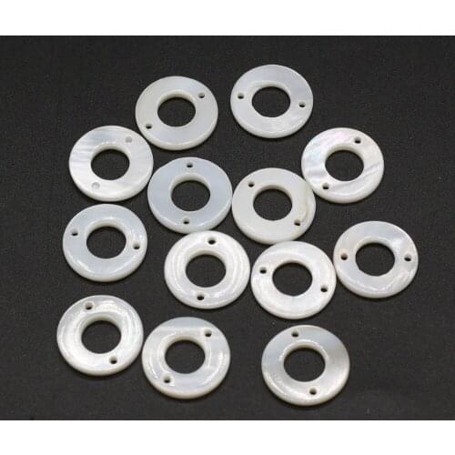 10pcs Natural White Mother Shell Beads Charms Round Shape Big Hole Shell Loose Beads for Making Jewelry Necklace Accessories