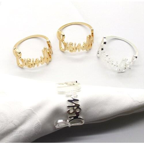 2021 New Hot English Alphabet Metal Alloy Modern Napkin Ring For Restaurant Hotel Model Room Tableware Table Decoration Supplies