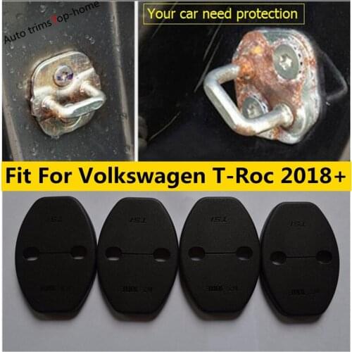 Yimaautotrims Plastic Protective Kit Fit For VW Volkswagen T-Roc T Roc 2018 2019 2020 2021 Door Lock Buckle Cover Pad Guard 4Pcs