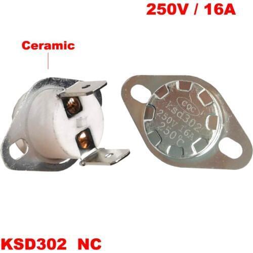 40 45 50 55 60 65 70 75 Degree KSD302 16A 250V Right Angle Normal Closed NC Ceramic Heater Themostat Temperature Control Switch
