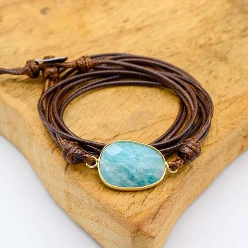 Amazonite Natural Stone Wrap Bracelets Charm 5 Times Friendship Bracelet Boho Bracelet