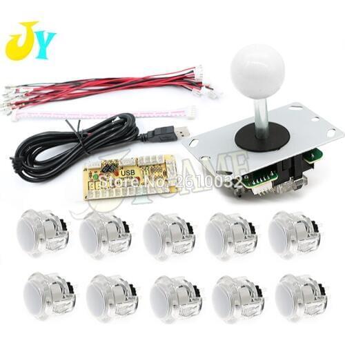 Arcade Cabinet Mame DIY Kit 30mm Clear Push Buttons + Copy SANWA Joysticks + Zero Delay USB Encoder DIY SET