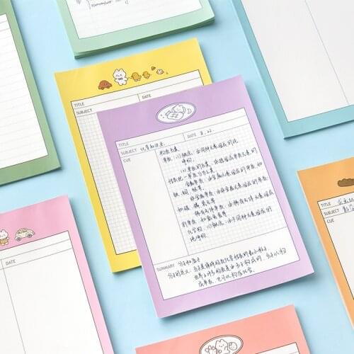 30 Sheets/Pack Cute Cartoon Blank Line Grid Memo Pad Kawaii Stickers Student Diary Girl School Note Book Stationery