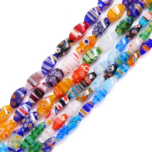 34pcs 6x12 8x16mm Tube Shape Mixed Flower Patterns Millefiori Glass Loose Crafts Beads lot for DIY Jewelry Making Findings