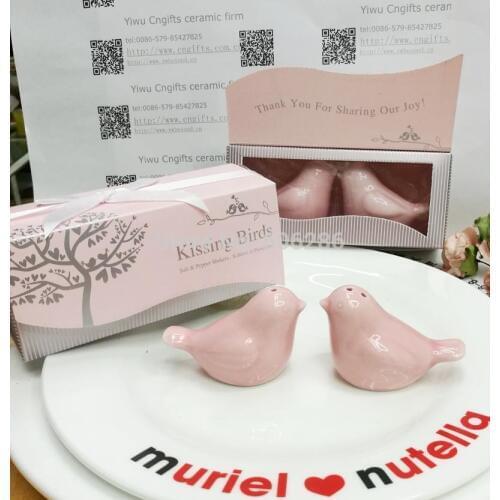 Fast Delivery 100pcs(50sets)/LOT wedding gift ceramic love birds salt and pepper shakers Bridal Shower Favors