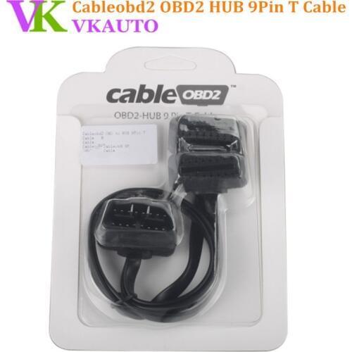 Cableobd2 OBD2 Extension Cable HUB 9Pin T Cable for ELM327 AdblueOBD2 NitroOBD2 EcoOBD2 Free Shipping