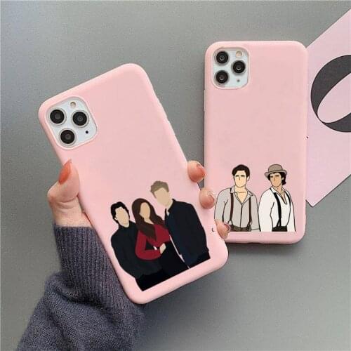 The Vampire Diaries Damon Phone Case For iphone 12 11 Pro Max Mini XS 8 7 6 6S Plus X SE 2020 XR Matte Candy Pink Silicone cover
