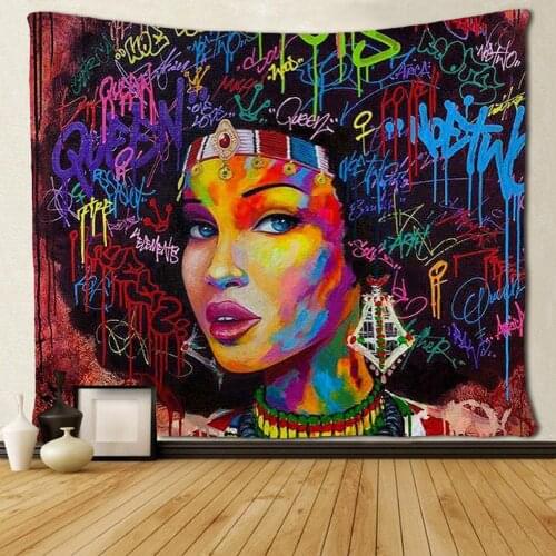 Black Art African American Women Hair Colorful Tapestry Wall Hanging