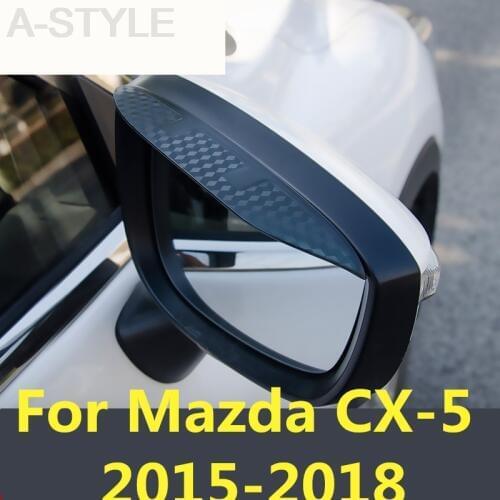 For Mazda CX-5 CX5 CX 5 2015-2018 Car Styling Carbon rearview mirror rain eyebrow Rainproof Flexible Blade Protector decoration