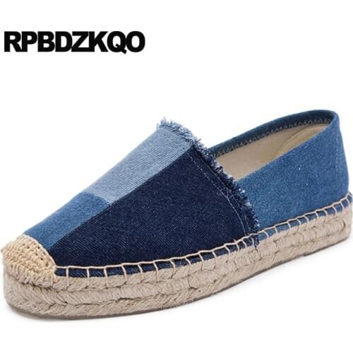 New Blue Casual Men Shoes Fashion Slip On Breathable Comfort Patchwork Canvas Hemp Espadrilles Italy Designer Walking Driving