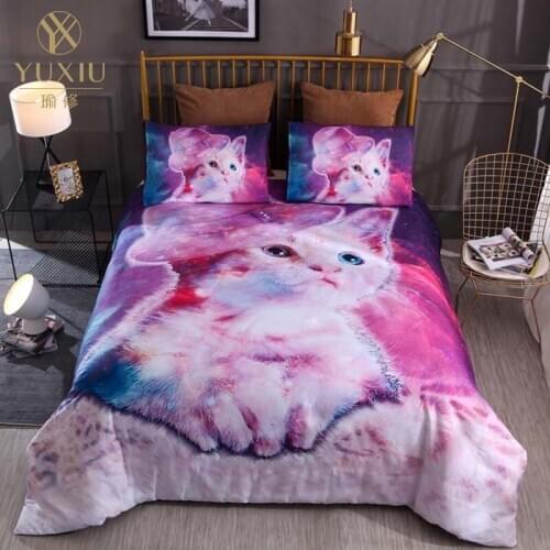 YuXiu Classic 3D Duvet Cover Sets Bed Linen Princess Cat Animal Black Linens Quilt Covers Bedding Set 3Pcs Twin Full Queen King
