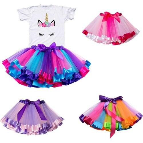 Summer Unicorn Baby Girl Clothing Sets Children 1 to 8 Years Birthday Party Little Girls Clothes Princess Rainbow Outfits Suits