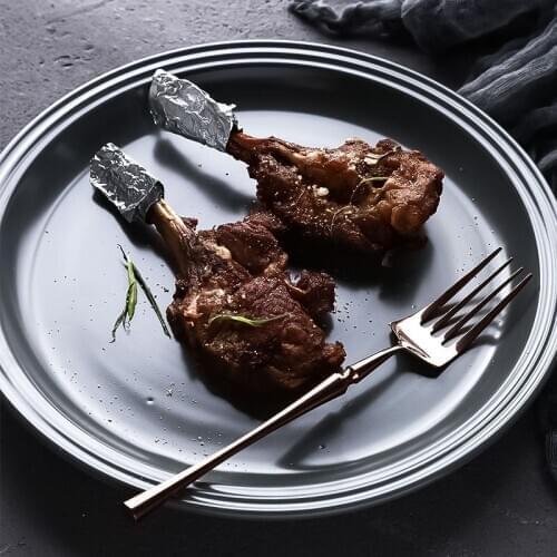 Round Ins Ceramics Simple Personality Western Cuisine Disc Commercial Household Steak Dish European Creative Plate