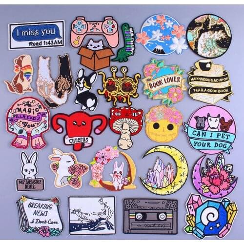 Cartoon Patch On Clothes Letters Appliques Iron On Patches For Clothing Animal Thermal Stickers Cute Badges DIY On Jacket