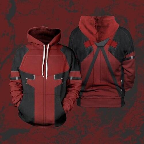 Deadpool 3d Hoodie 3D Printed Zipper Hooded Cardigan Clothing Men Sweater Halloween Csoplay Costume S-5XL