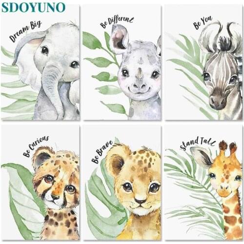 SDOYUNO Paint By Numbers Oil Painting By Numbers On Canvas Leaf And Animals 40x50cm Frameless Tigers DIY Home Decor Wall Art Gif