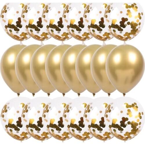 20pcs Gold Confetti Balloons Set Metallic Chrome ballon Birthday Party Wedding Decoration Anniversary Globos Baby Shower Balloon