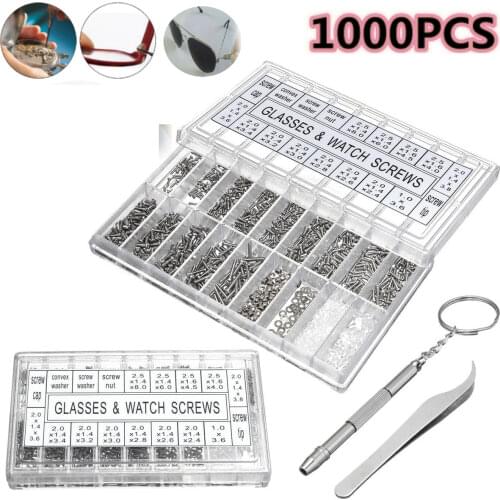 1000PCS Glasses Sunglasses Spectacles Watch Screws Tool Assortment Nut Tiny Repair Kit