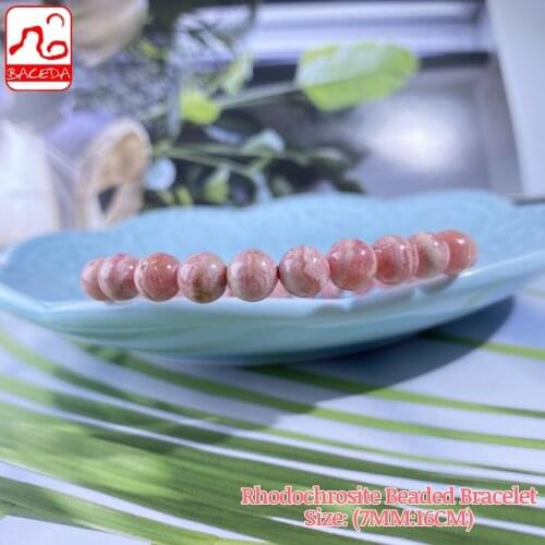 Baceda Natural Crystals of Rhodochrosite Pink Bracelet,A stone that stimulating love and passion for women,with Certificate