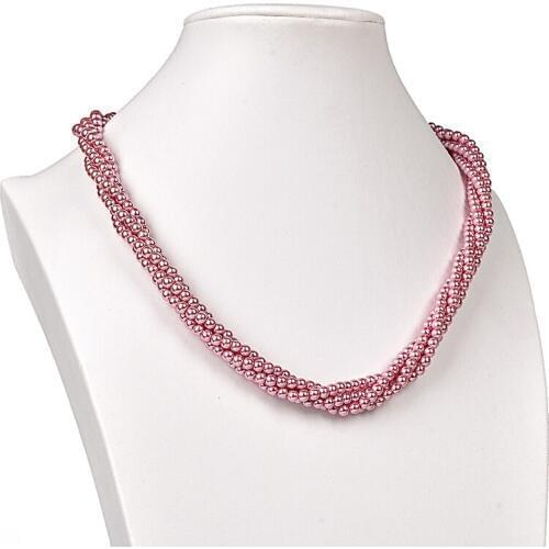 Wholesale 4mm Light Red Imitation Pearls Necklace 20inch Bracelet 7.5inch and Special Style Earrings For Generous Character H165